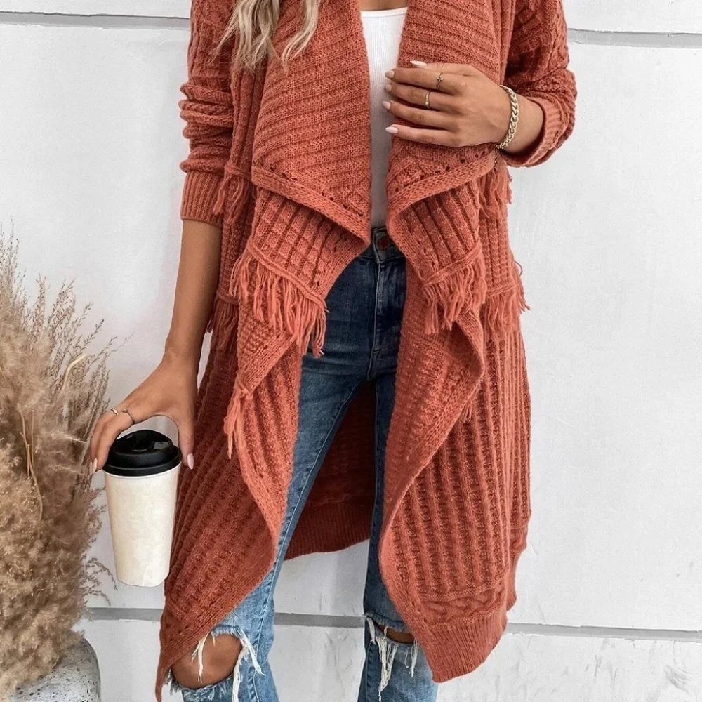 Cozy Casual Waterfall Open Front Knit Sweater Cardigan - Picture 8 of 8